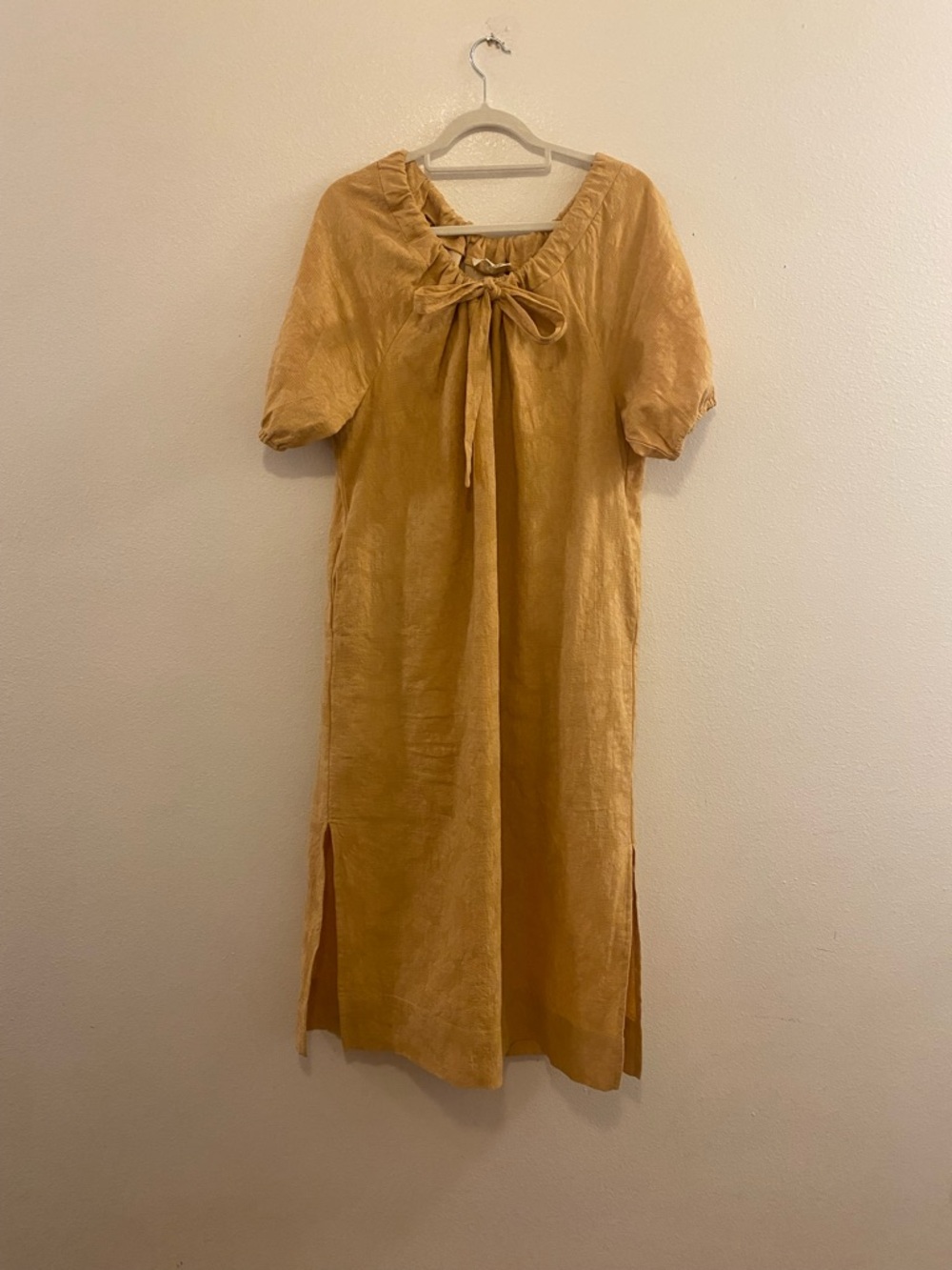 Listicle Mustard Tie-Neck Maxi Dress